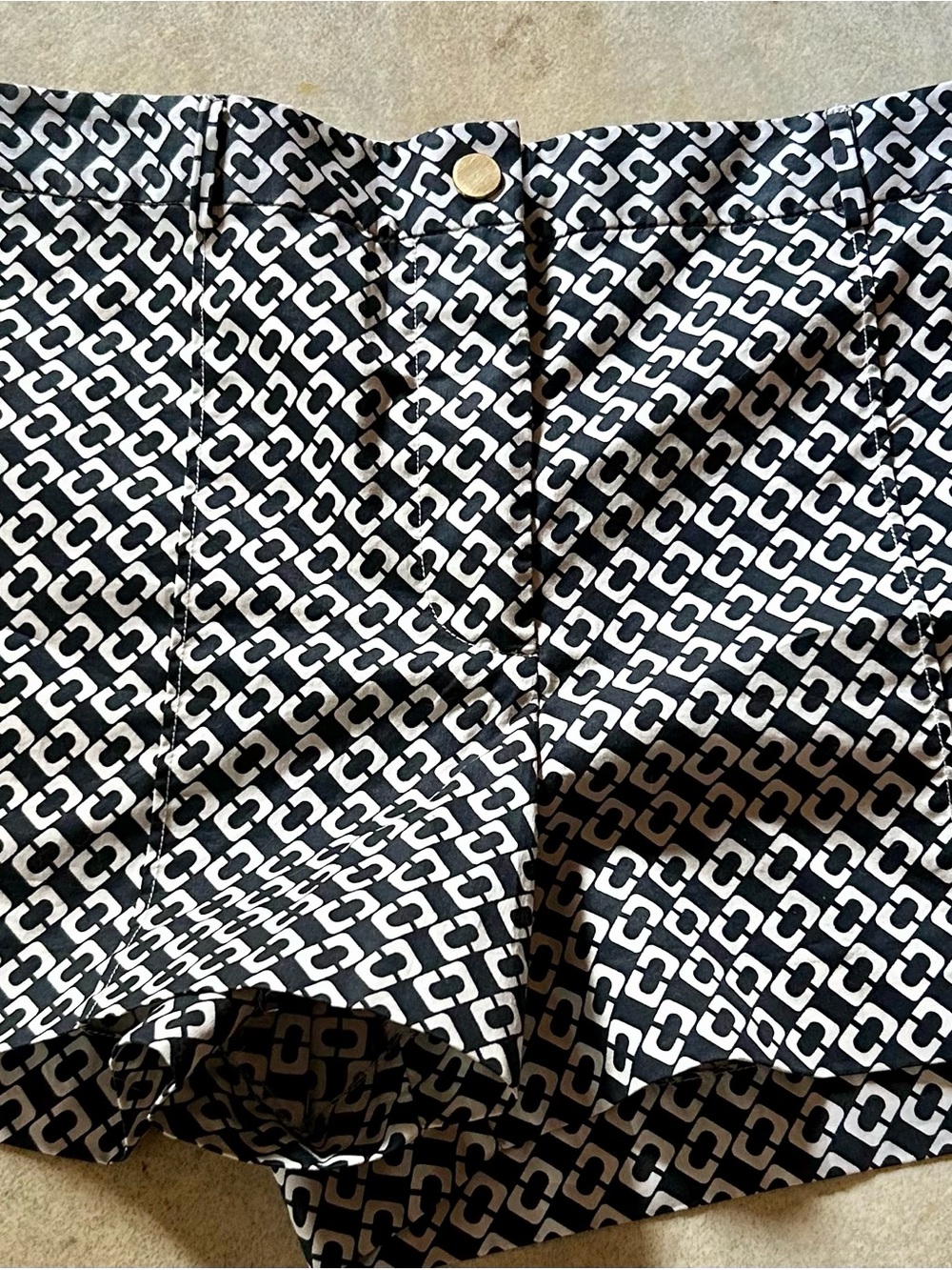 Diane Von Furstenberg Black and White Link-Print Shorts.